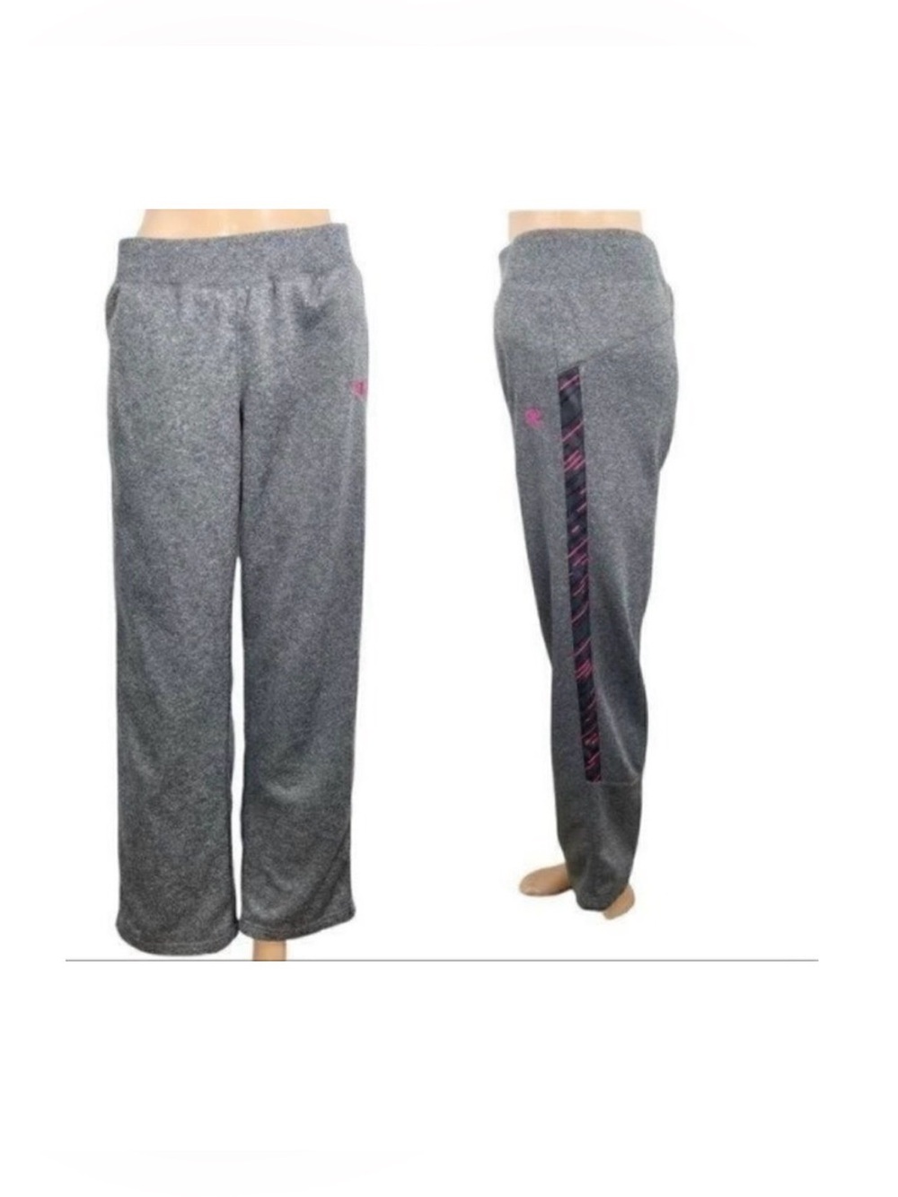 Champion Girls XL Gray Sweatpants Pink Black Side Stripe Athletic Joggers